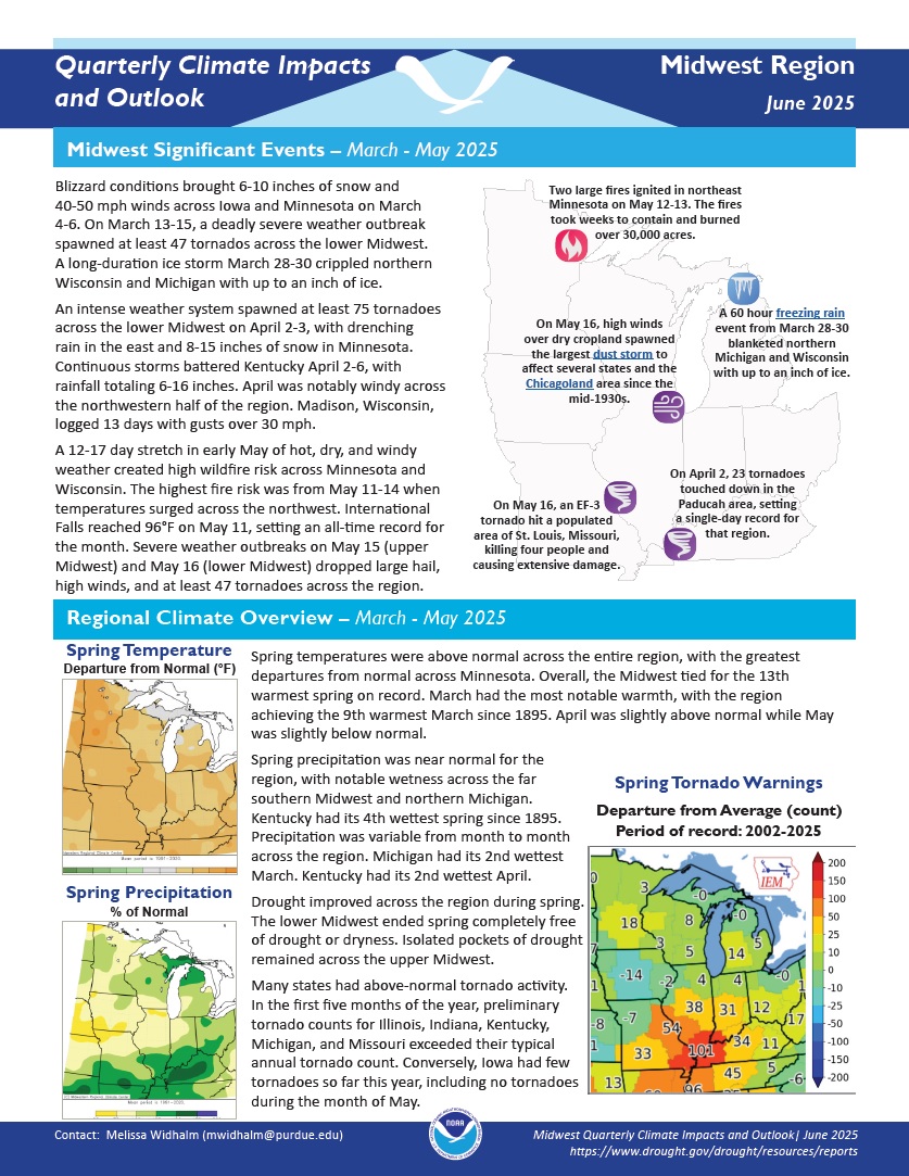 Quarterly Climate Impacts and Outlook for the Midwest Region - June